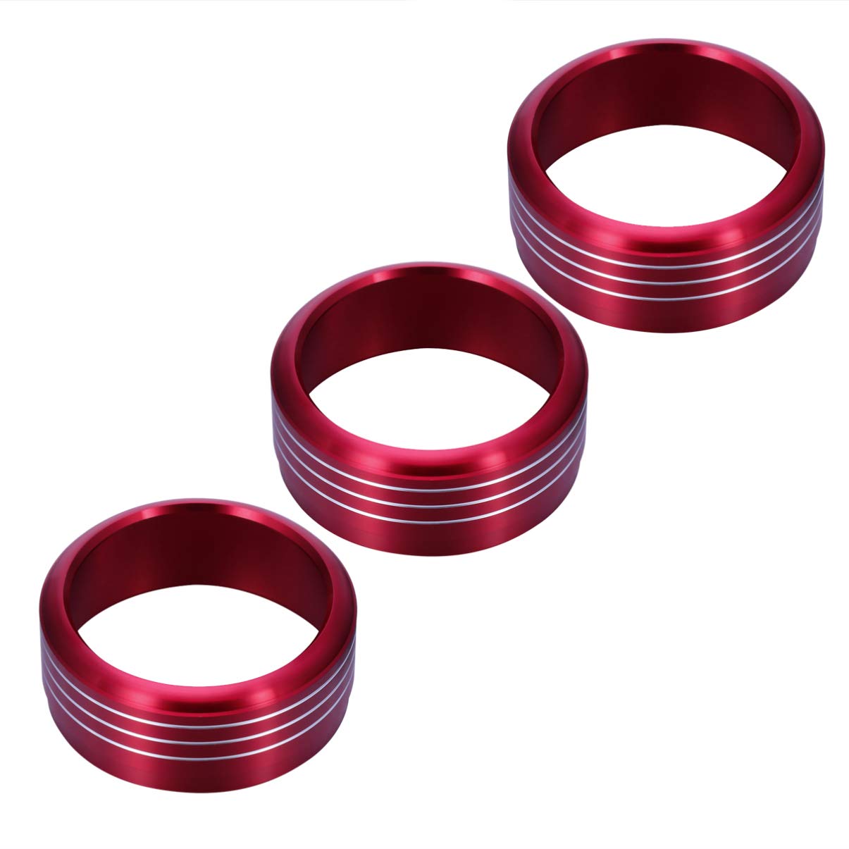 VORCOOL Set of 3 Red Anodised Aluminium AC Climate Control Button Ring Covers for Subaru WRX STI Impreza Forester XV Crosstrek (Red)