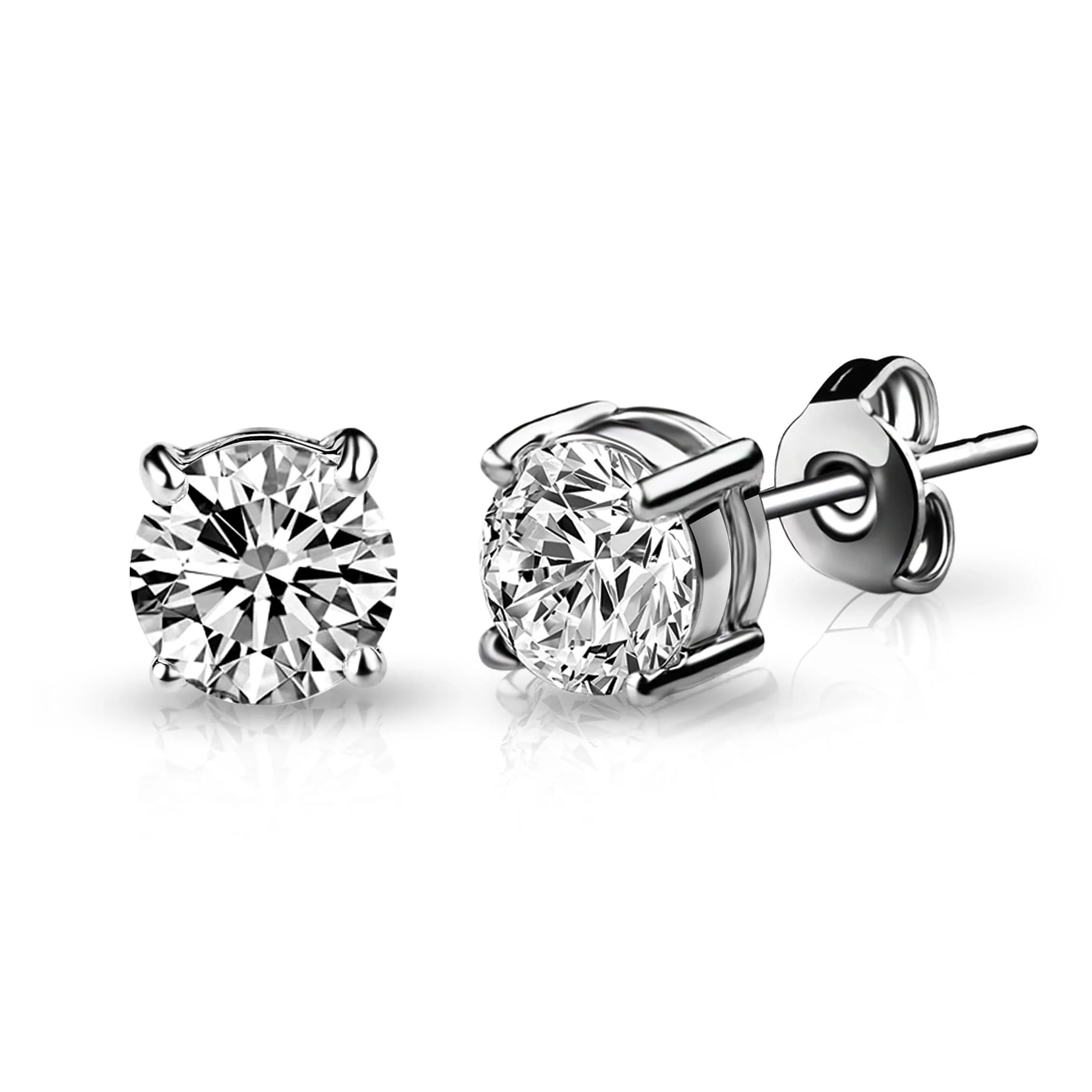 Philip Jones Silver Plated Solitaire Crystal Stud Earrings Created with Zircondia® Crystals