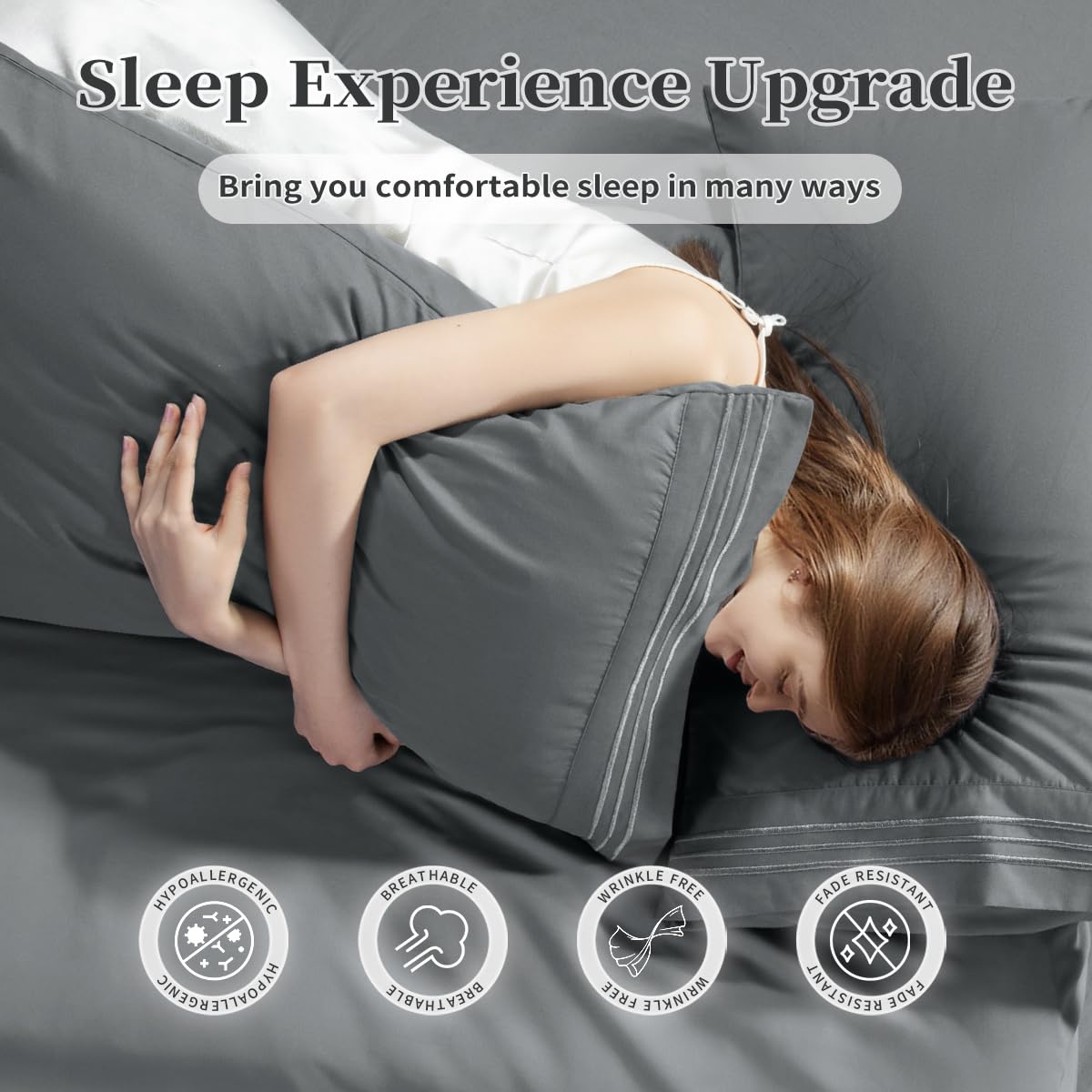 Shilucheng King Size Bed Sheets Set Microfiber