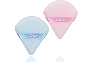 PALPROT 2 Pcs Triangle Powder Puff for Face - Soft Velour Makeup Powder Puffs - Setting Loose Beauty Powderpuff Triangle - Under Eye Powder Puff Face Makeup Applicator