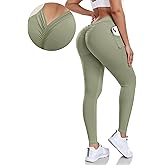 TURBOFIT V Back Scrunch Butt Leggings for Women with Pocket Butt Lifting Leggings Tummy Control Booty Lifting Leggings
