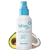 Bliss Baby Oil, All Natural, Premium & Unscented, Vegan - Made with Organic Avocado Oil, Coconut Oil, Dermatologist Tested, Soothing & Hydrating Baby Massage Oil, Travel Size 4 fl. Oz.