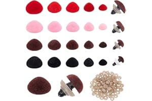 PH PandaHall 136 Sets Safety Noses for Amigurumi, 5 Sizes 4 Colors Triangle Craft Noses Flocking Safety Nose Pink Velvet Stuf