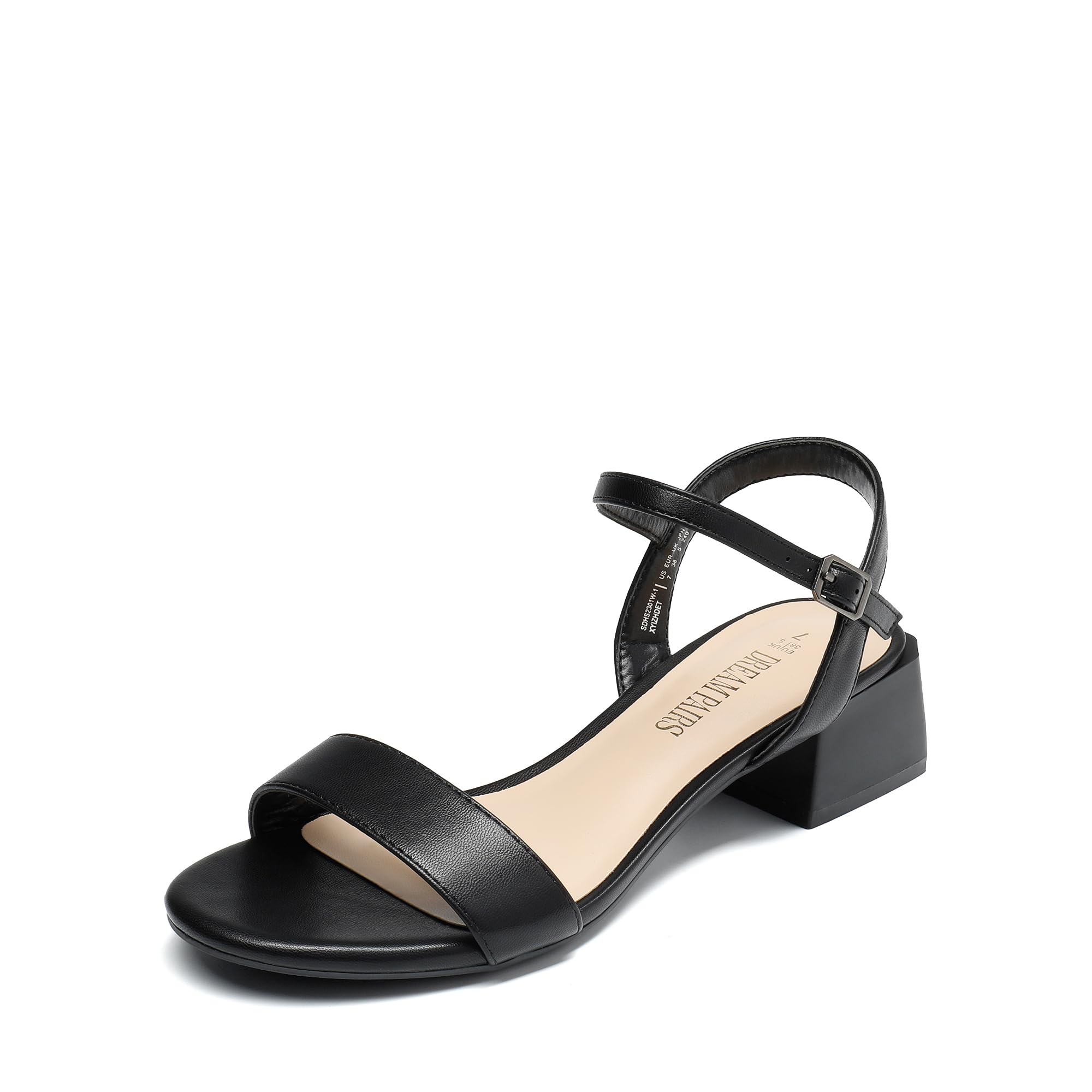 Photo 1 of DREAM PAIRS Women's Low Heels for Women Classic Open Toe Ankle Strap Block Chunky Heel Sandals Holiday Party Wedding Dress Pumps Shoes,Size 5.5,Black-Pu,SDHS2301W-1