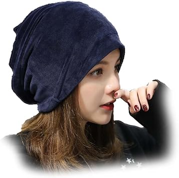 Amazon Co Jp ニット帽 レディース メンズ ベルベット調 ストレッチベロア ネイビー Cap C04 スポーツ アウトドア
