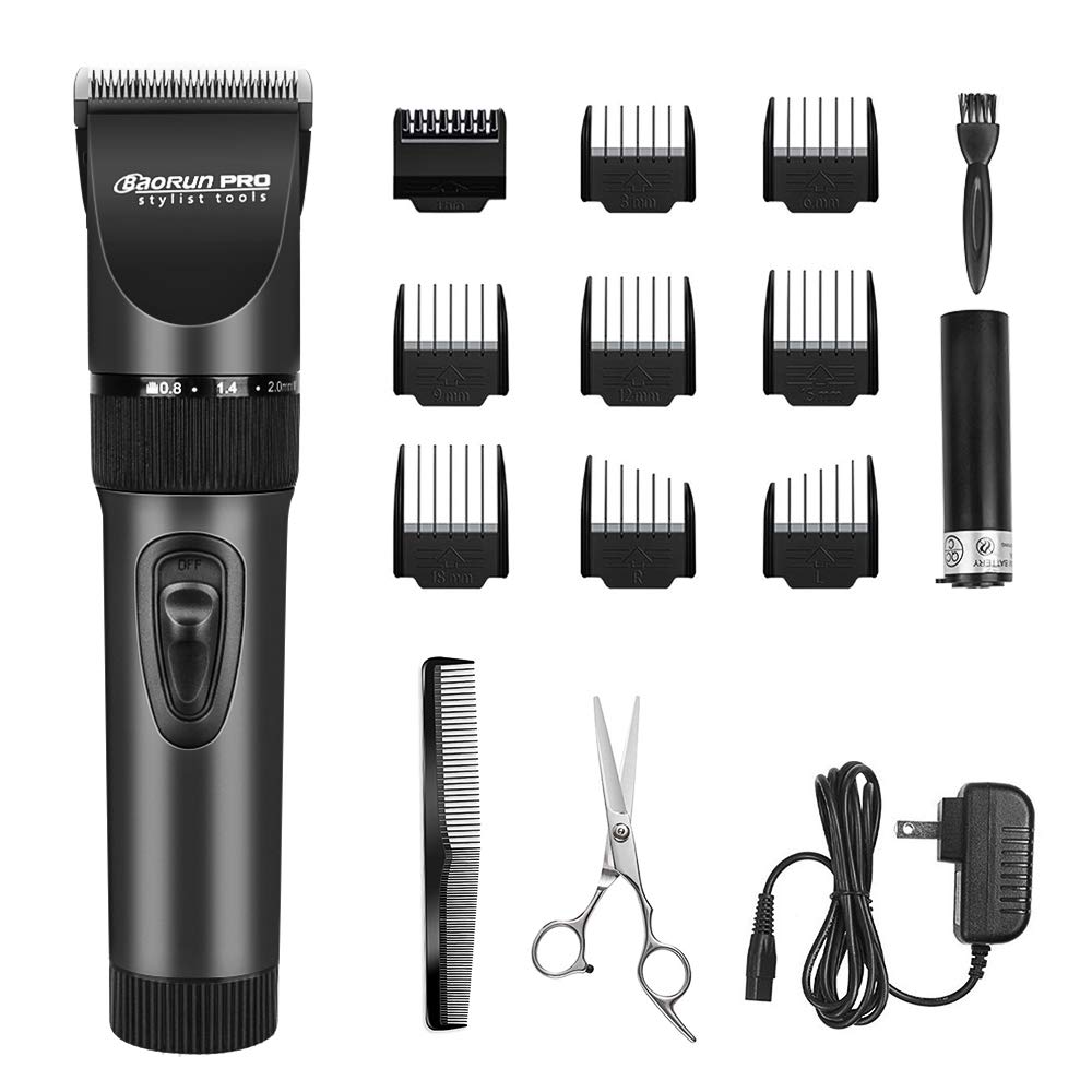 Hair Clippers for Men-Rechargeable Hair Trimmer Quiet Cordless Haircut Grooming kit with 15-piece Hair Cutting Kits for Men Women Baby (Black)