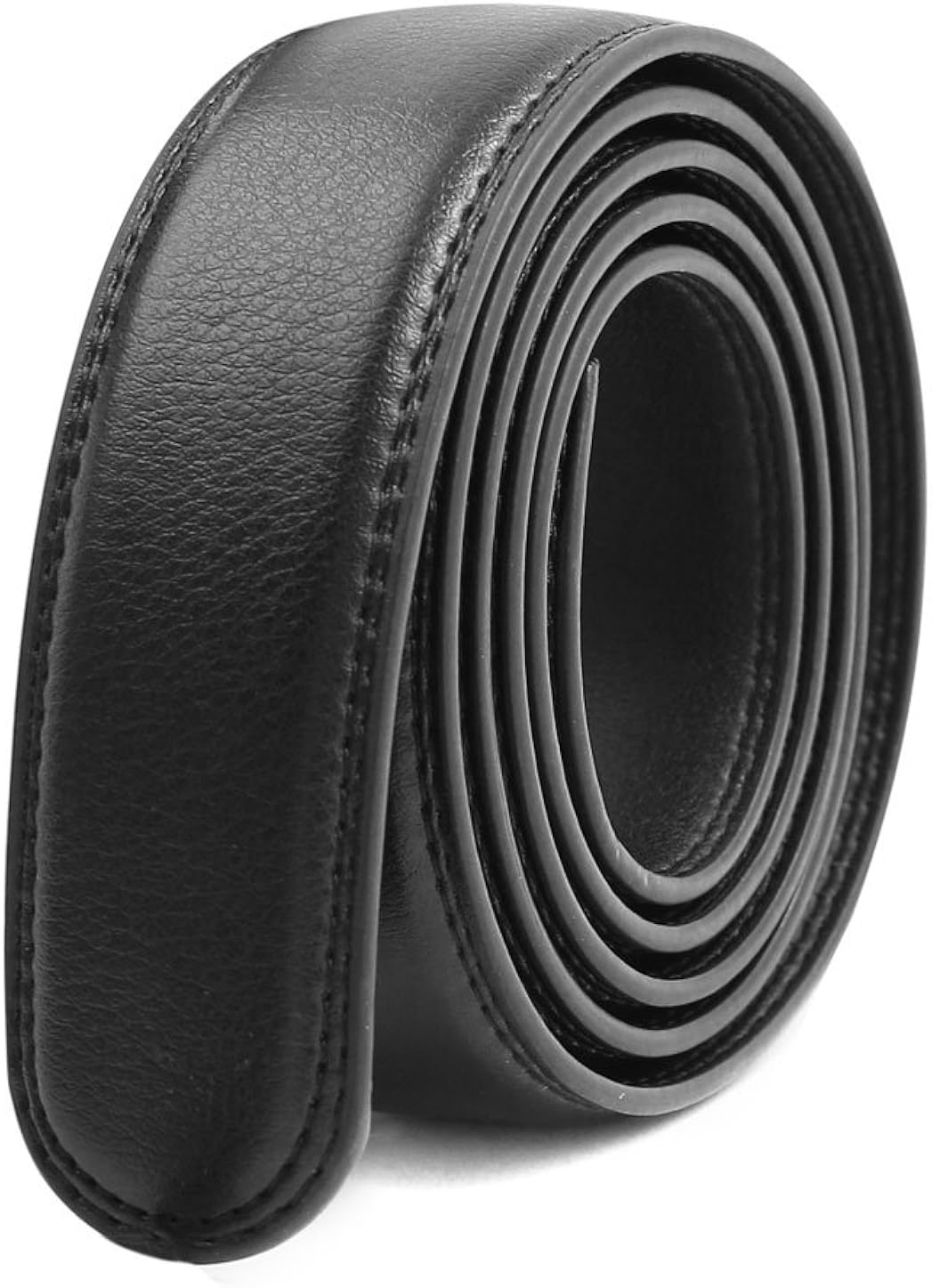 uxcell Men 125cm Length PU Buckleless Ratchet Waist Belt Black at