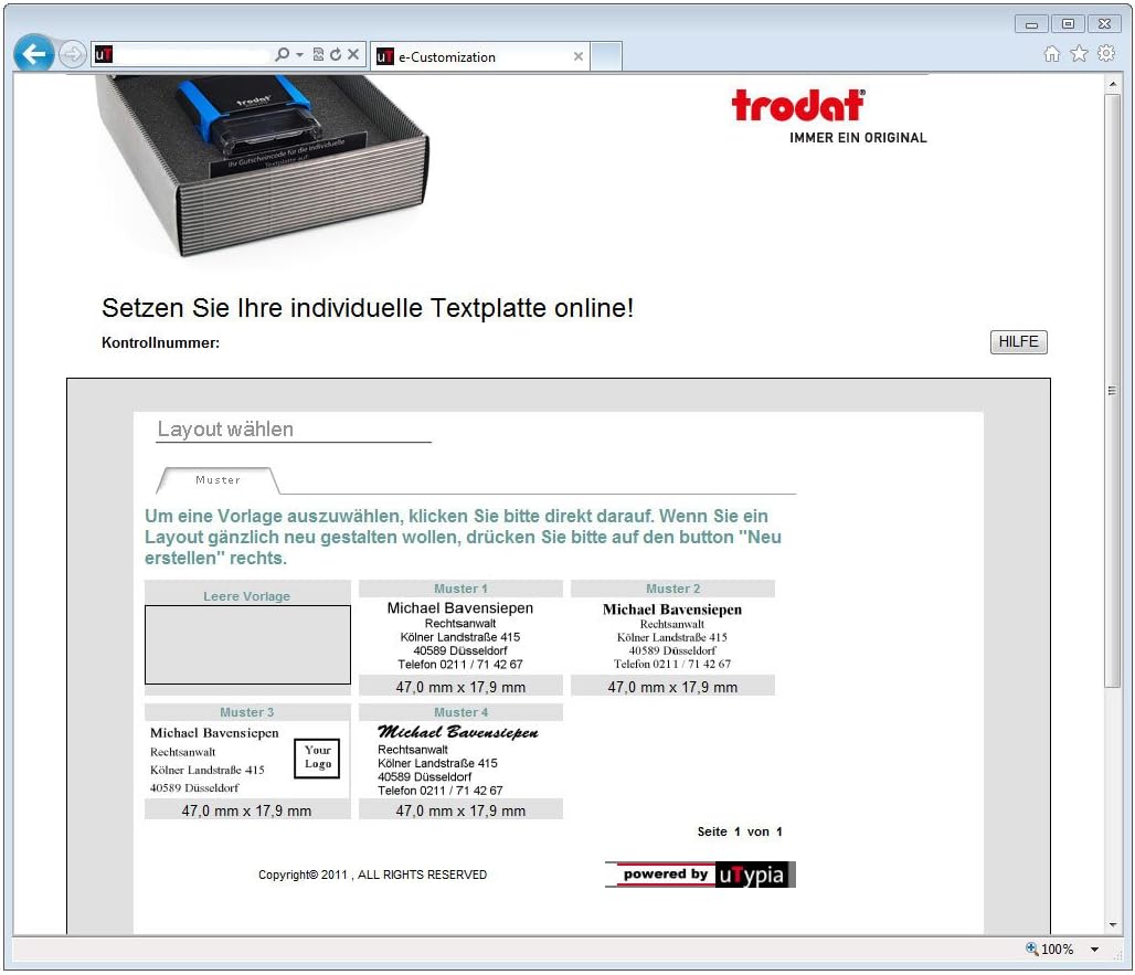 Trodat 44084 Text Stamp Self-Inking Printy 4911 4.0 - Black, Grey/Black, 37 x 14 mm - Image 4