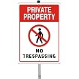 HEIOKEY 'Private Property No Trespassing' Schild – 25,4x35,6 Cm, Aluminium, Rot-schwarz-weiß, Für Zaun, Wand & Tor