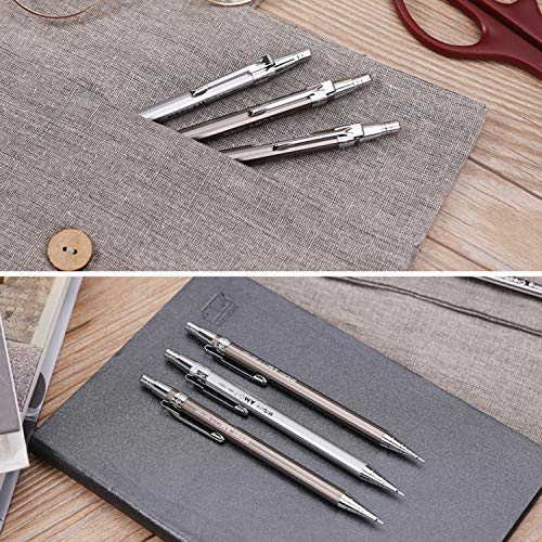 Mechanical Pencil Set, 6 Pieces Drafting Mechanical Pens and 24 Tubes Lead Refills with 3 Pack Erasers and a A6 bag for Office and School