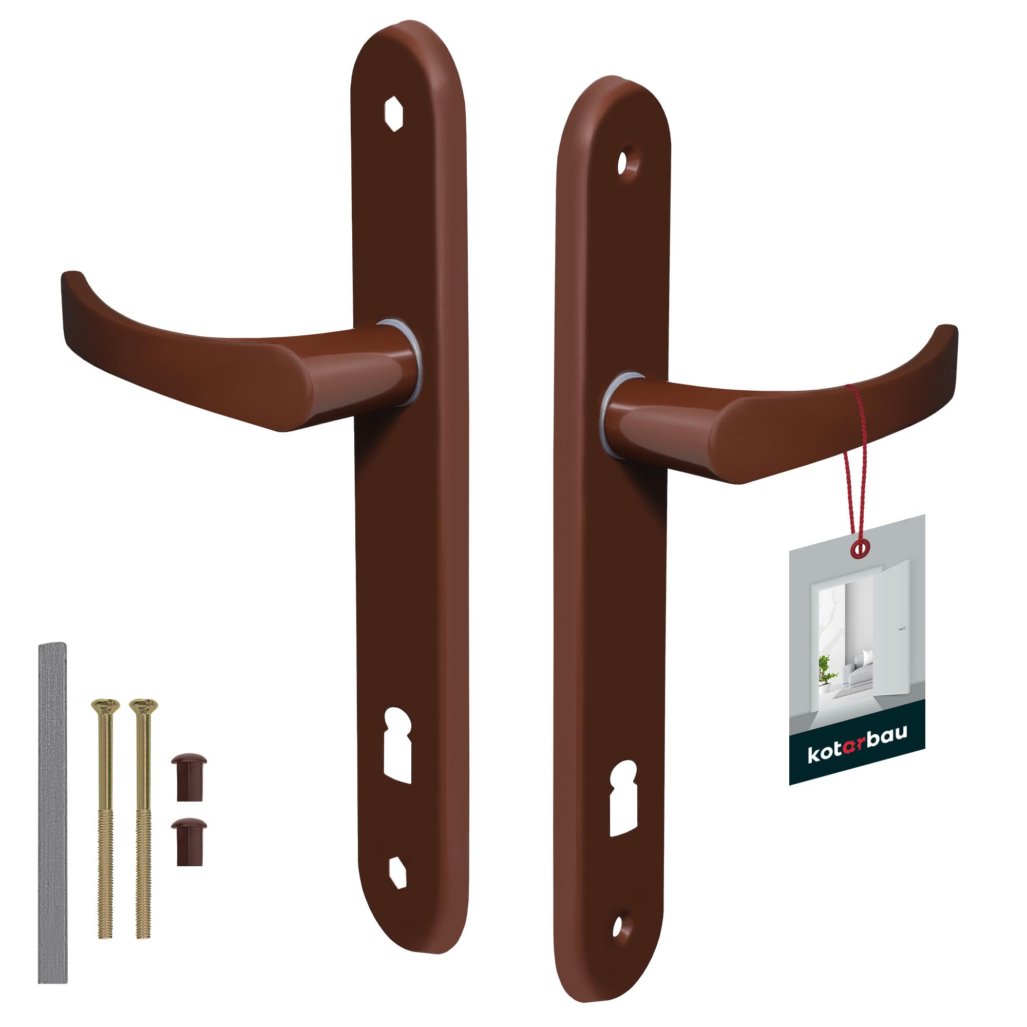 KOTARBAU Door Handle 90 mm Right Left Deadlock Brown Door Fitting Door Handle Set Aluminium