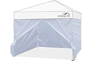 Hisinly 10x10 ft Canopy Sidewalls, 4 PCs Canopy Walls with Door for Pop Up Canopy Tent, Sun Protection and Waterproof, White(Sidewall Only)
