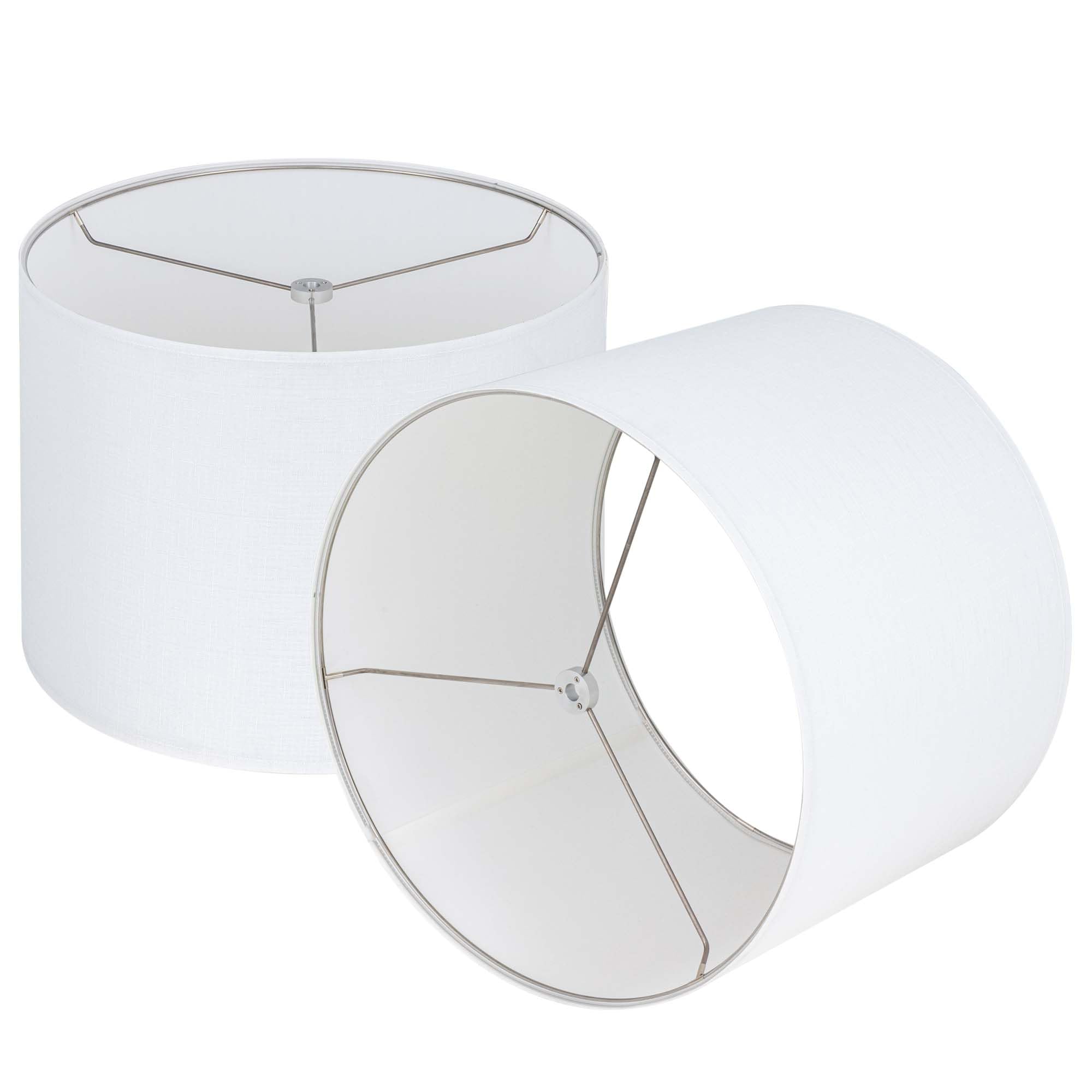 Photo 1 of Wellmet White Set of 2 Drum Lampshades, Easy Assembly Required 18" Top x 18" Bottom x 12" High Replacement Lamp Shades, Fabric Lampshades for Table Lamps Floor Lamps, Metal Spider Fitter