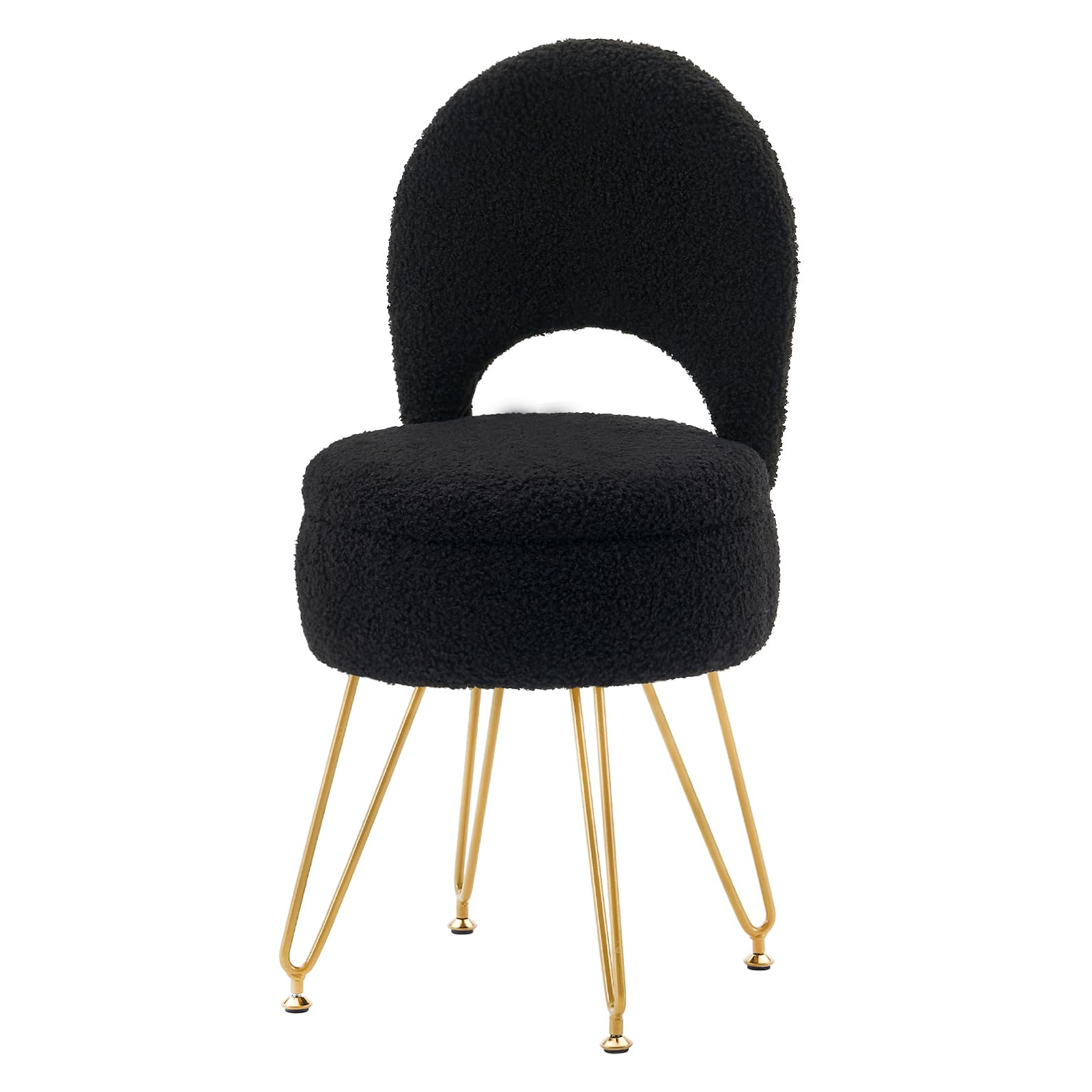 Photo 1 of WROCFURSTAR Storage Ottoman Vanity Stool Chair with Folding Back Teddy Velvet Makeup Chair Multifunctional Upholstered Footstool,4 Metal Legs with Anti-Slip Feet for Bedroom Living Room Entryway
