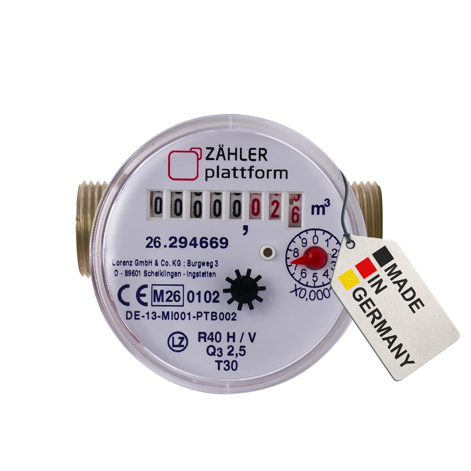ZÄHLER plattform Water Meter 2026 Water Clock Made in Germany Qn 1.5 BL 80 mm 3/4 Inch