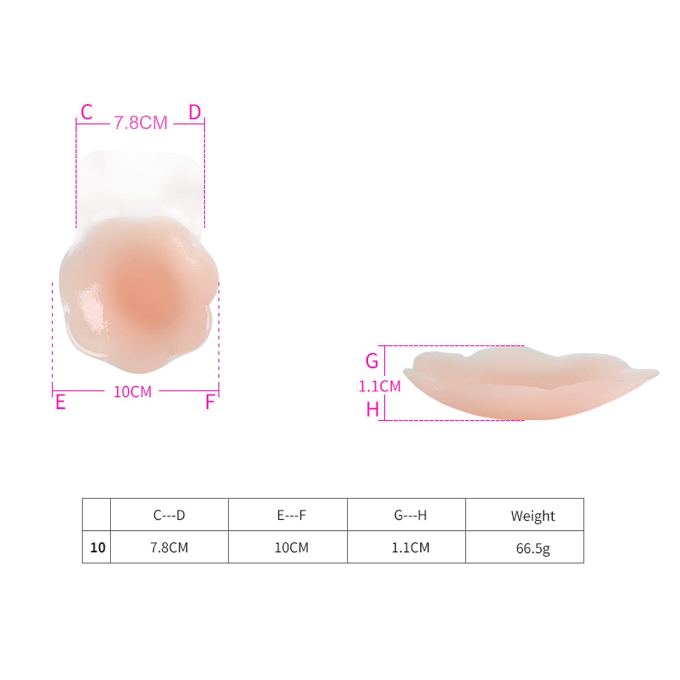 ROSE BRA Reusable Breast Lift Petals Nipple Covers Silicone Nippleless Covers Self Adhesive Sticky Pasties for Women 4 inch