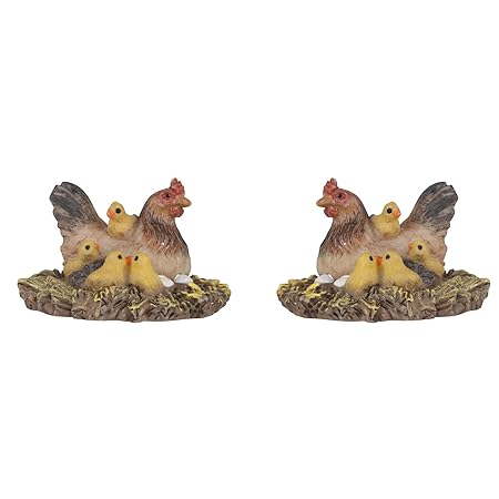 Wonderland Plastic Miniature Fairy Garden Hen and Chicks -Set of 2