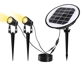 Solar Gartenleuchte, ECOWHO Gartenbeleuchtung, Wasserdicht IP65 LED Gartenstrahler mit Erdspieß, 3000K Warmweiß, 2 * 2W, 320L