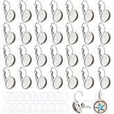 UNICRAFTALE 30 Sets Stainless Steel Leverback Earring About 10mm Tray Stainless Steel Round Earring with Glass Cabochons Earring Base Cabcohon Settings for DIY Jewelry Making