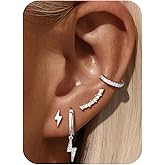 ORAZIO Hypoallergenic Surgical Steel Gold Hoop Earrings 14K Gold Plated Stud Hoop Earrings for Women CZ Pearl Opal Dangle Huggie Earring Set Cartilage Earring Stacks for Multiple Piercing 20G