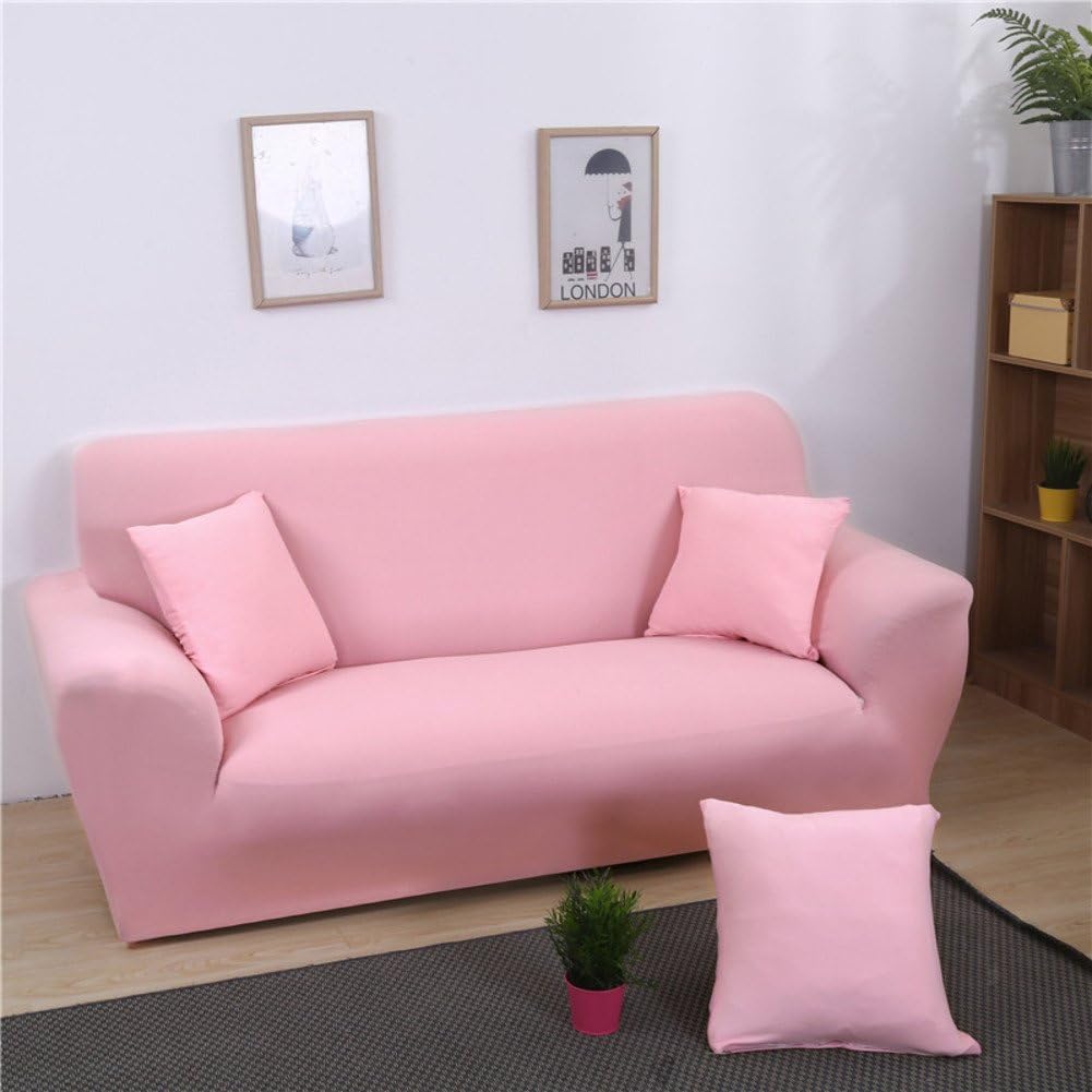FDJKGFHGFCGDFGDG Elastic slipcover Sofa,Universal Sofa Cover European Solid Color Sofa Cover Fabric Anti-Slip Sofa slipcovers-Pink Loveseats