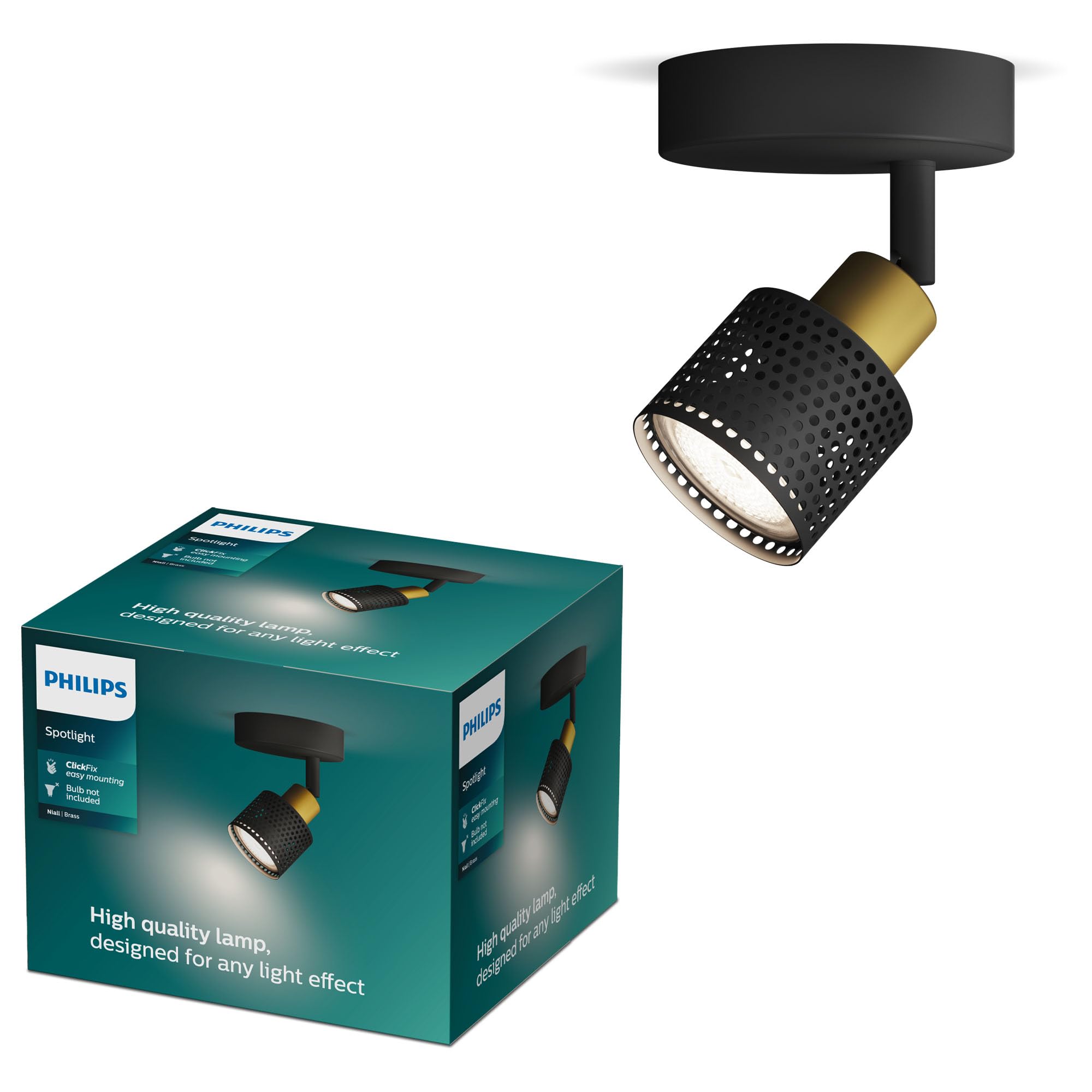 PHILIPS Niall Spot 1-Head, GU10 not Included, Brass, IP20, Black-Gold