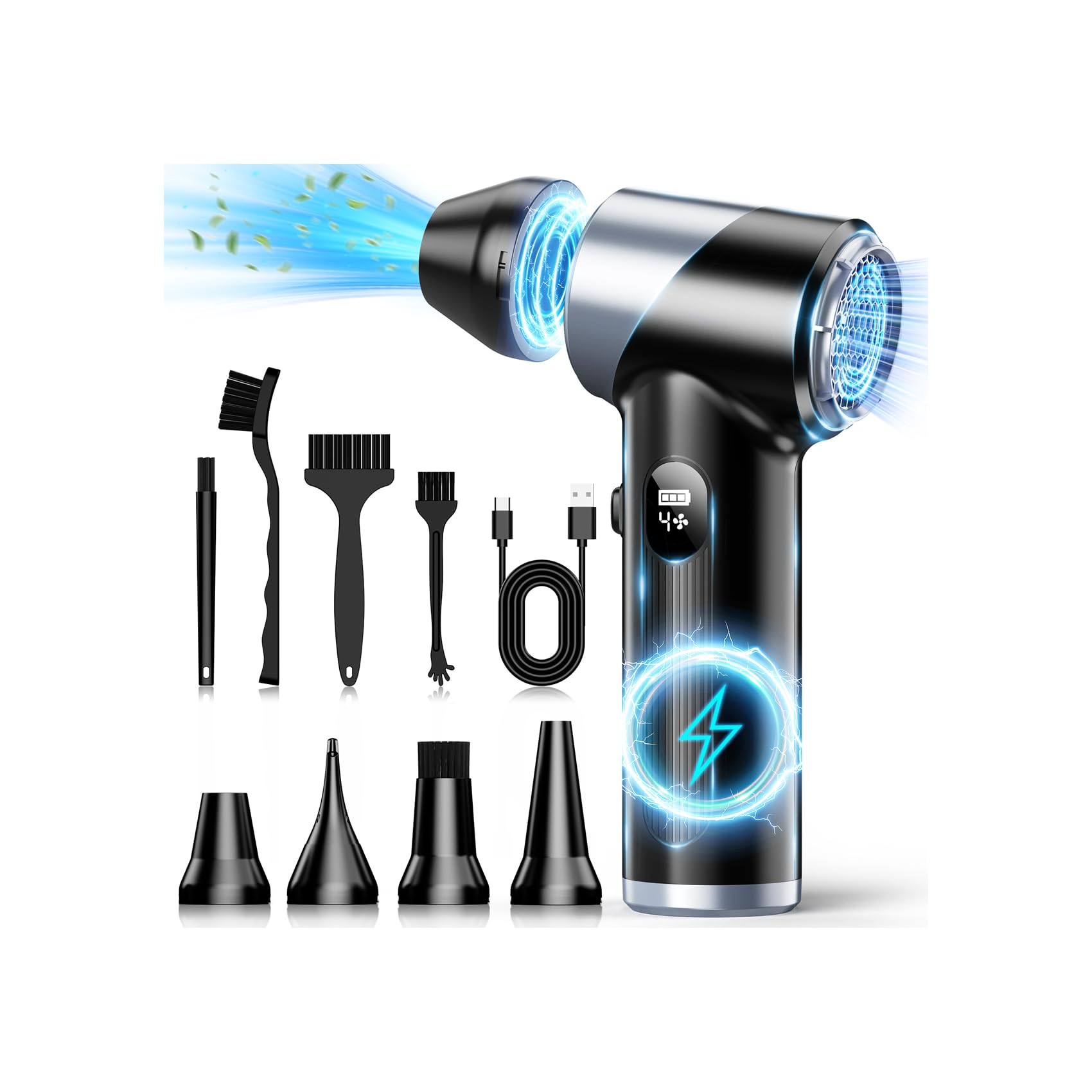 Photo 1 of *MISSING PARTS UNKNOWN*
Fitnac Compressed Air Duster-310,000RPM Cordless Air Blower with LED Light, 4 Gear Adjustable Turbo Fan, Super Power Electric Air Duster for Computer, Keyboard, Outdoor, House and Car