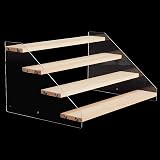 NBEADS 4-Step Acrylic Tiered Display Stand Wood Display Shelf 30x21.4x15.8 cm view 7