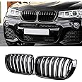MAXDOM Replacement Front Upper Grill Fit for BMW (2015-2017) X3 F25 LCI (2015-2018) X4 F26 – Gloss Black Double Slats ABS Grille
