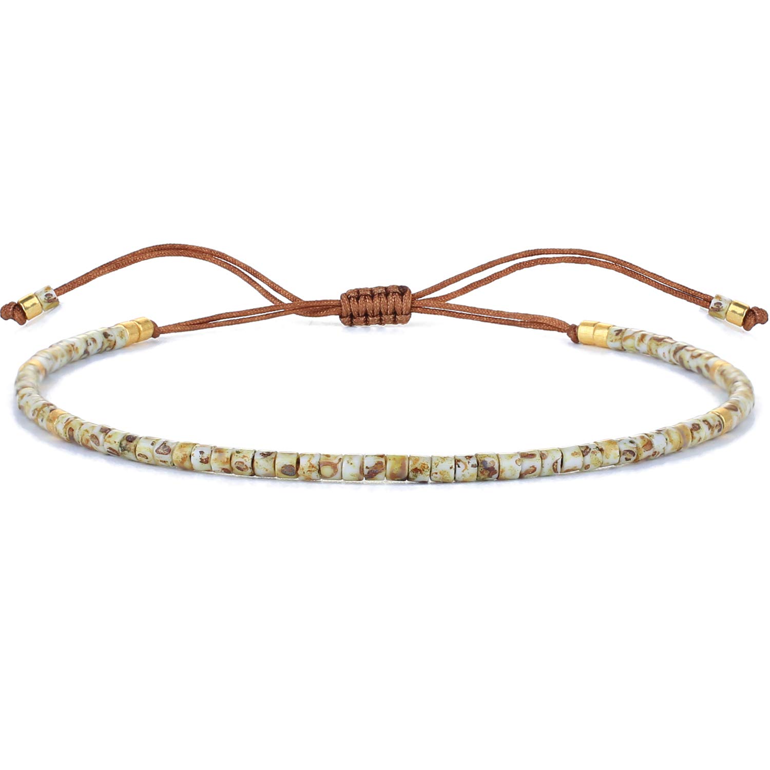 KELITCH Seed Beaded Friendship Bracelets Thin Rope Bracelets Women Handmade Jewelry (Colorful)