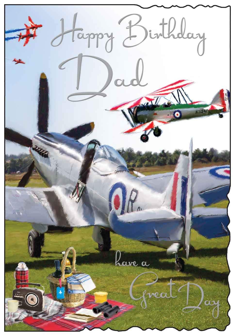 Jonny Javelin Happy Birthday Dad Have A Great Day Card - Retro Aerplane