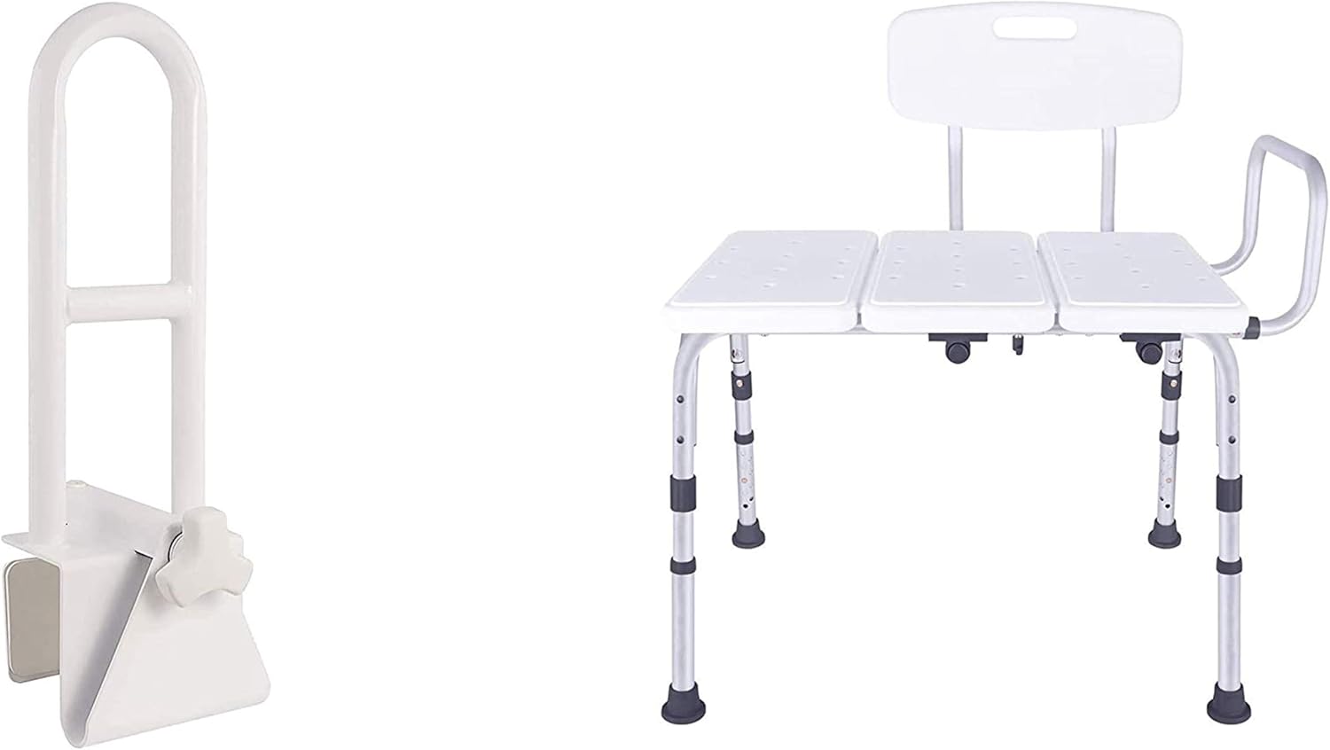 Vaunn Medical Bathroom Safety Bundle - Adjustable Bathtub Safety Grab Bar Rail and Shower Transfer Bench: Health & Personal Care