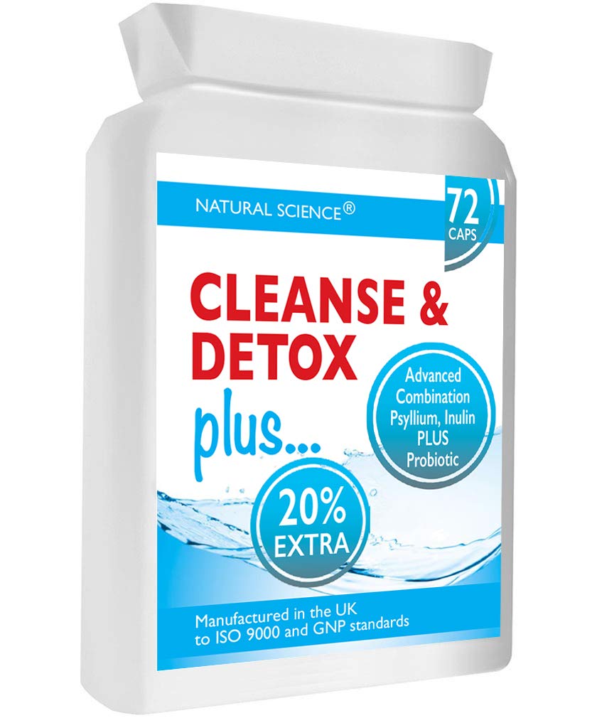 Powerful & Gentle Colon & Bowel Cleanse + Probiotic Support - Psyllium, Inulin, Probiotics - 3 Billion Friendly Bacteria - 72 Vegan Capsules Made in UK