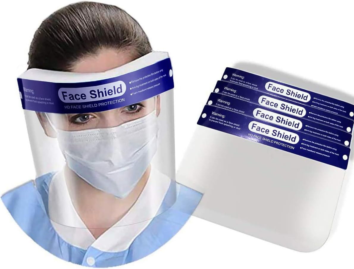 5PCS Safety Face Shield,Reusable Plastic Face Shield Anti-Saliva Windproof Dustproof Safety Face Shield Full Face Shield (5)