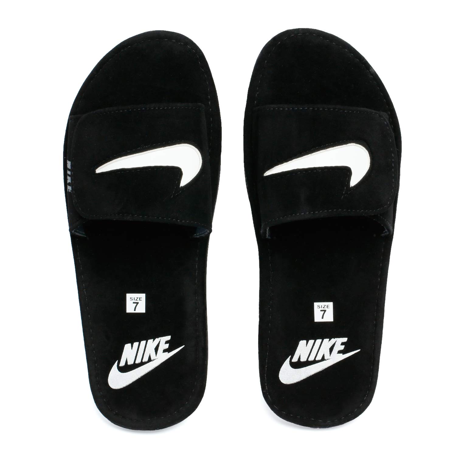 black suede flip flops