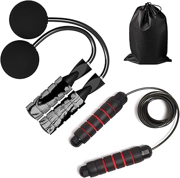 Amazon Aiie 縄跳び 大人用 子供用 ジャンプロープ トレーニング用 ダイエット 長さ調節可能 スポーツ用 2本 ロープ付き一本 ロープ無し一本 カバー付き Aiie なわとび