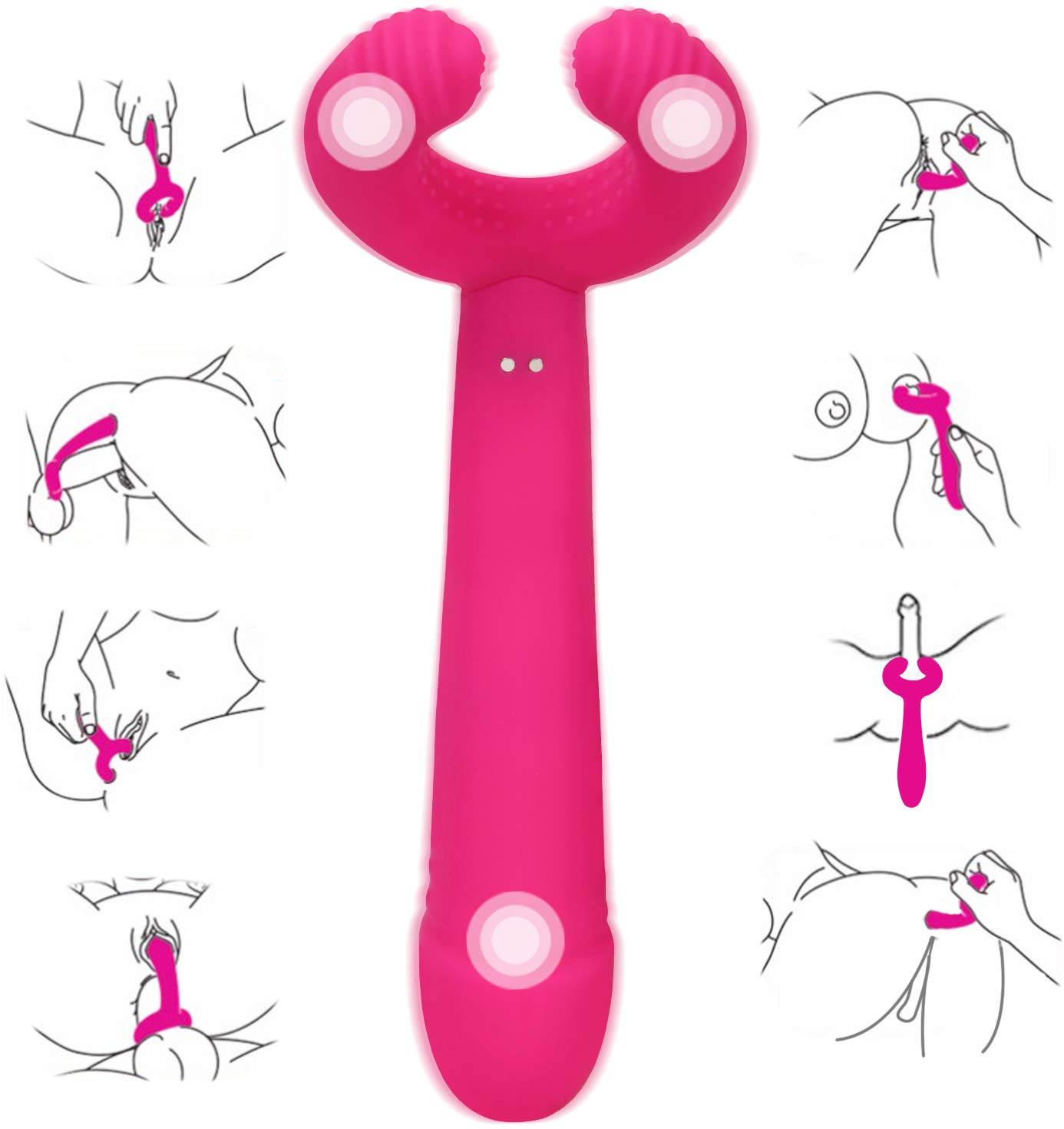Xocity Vibratoren für die Klitoris & G punkt Vibrator mit Drei starker Motor 8 Vibrationsfrequenz,Silikon Mehrfachfunktion Massagegeräte für Butt plug prostata massage,Analvibratoren Dildo Analspielzug für männer und Frauen