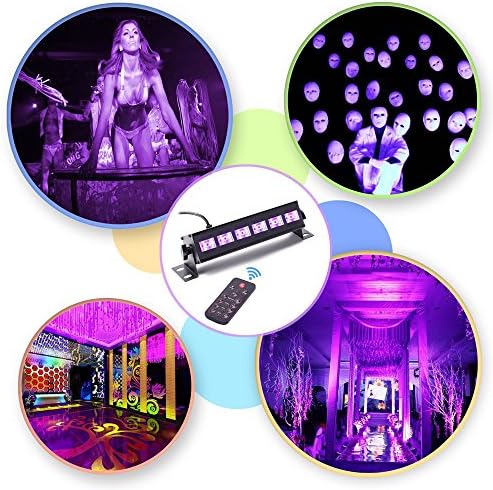 Sumger DMX Black Lights 385nm 6x3W LEDs Strobe UV Bar Wall Washer Light in Metal Housing with Remote control for Stage KTV Party Pub Club Disco Show Concert Celebration Wedding
