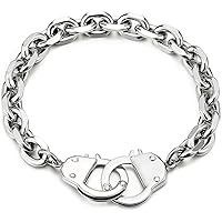 Men's Wolf Head Bracelet - Stainless Steel Braided Cable Cuff Bangle, Adjustable 19-22cm, Polished Grey Black Finish - View #5