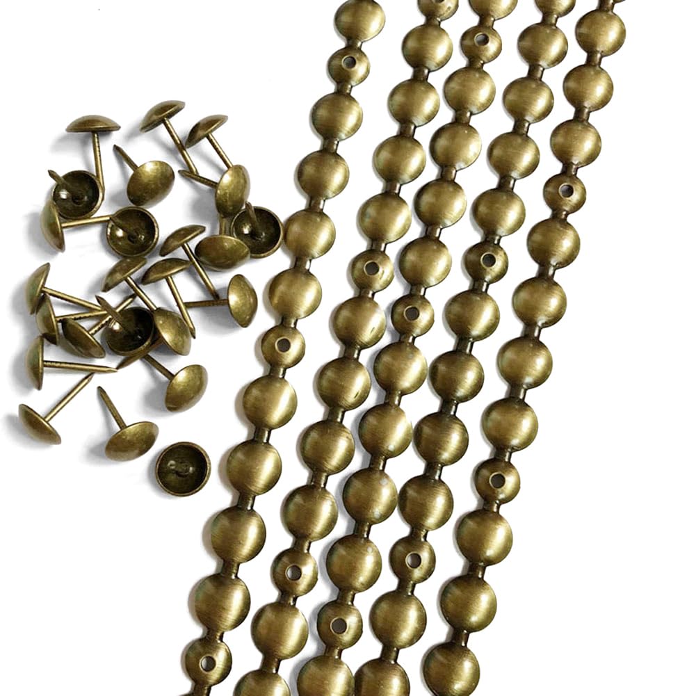 Let's Decorate 5 Meters Upholstery Tacks Strips Brass,Decorative Nail Strips Sofa Trims Tapes,Indoor Garden Chair Tacks,Loosing Tacks Matched (11mm Brass)