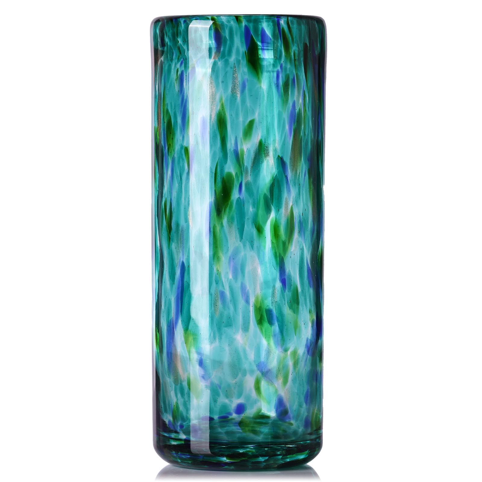Photo 1 of XMGZQ 9" H Teal Glass Vases for Centerpieces,Hand Blow Green Glass Vase,Small Dark Teal Vase Home Decor,Flower Vase Stained Glass,for Bookshelf,Dinner Table,Indoor Office Desktop,Bathroom,Countertop