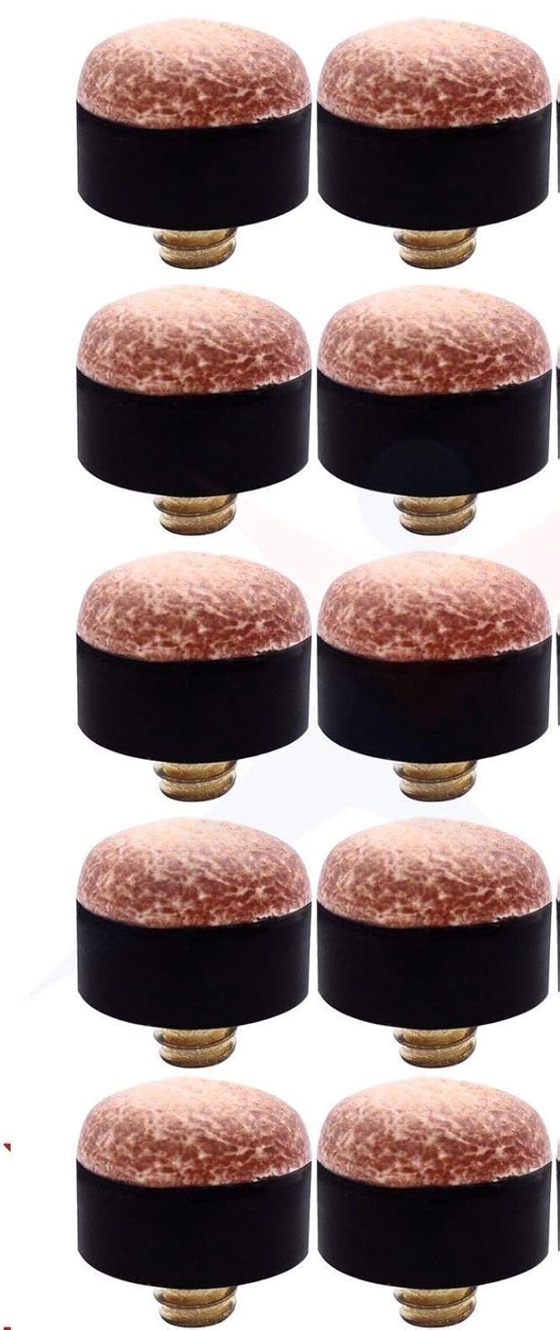 10 x 11mm High Quality Leather Brass Screw on Cues Tips For Snooker or