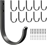 Josmimic 10-Pack Wall Hooks 22LB Heavy Duty Aluminum Hanger Black Matte