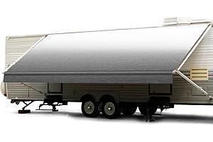 GOTRUTH RV Awning Fabric Replacement, Heavy-Duty Vinyl Weatherproof Camper Awnings, Universal Outdoor Canopy for Camper, Trailer, and Motorhome Awning Replacement, Black Fade, 17'(16'2" Fabric)