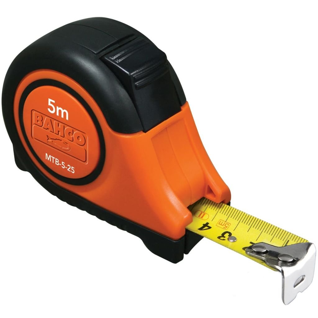 Bahco MTB-5-25-M Magnetic Metric Measuring Tape with Automatic Locking System, Multi-Colour, 5 m