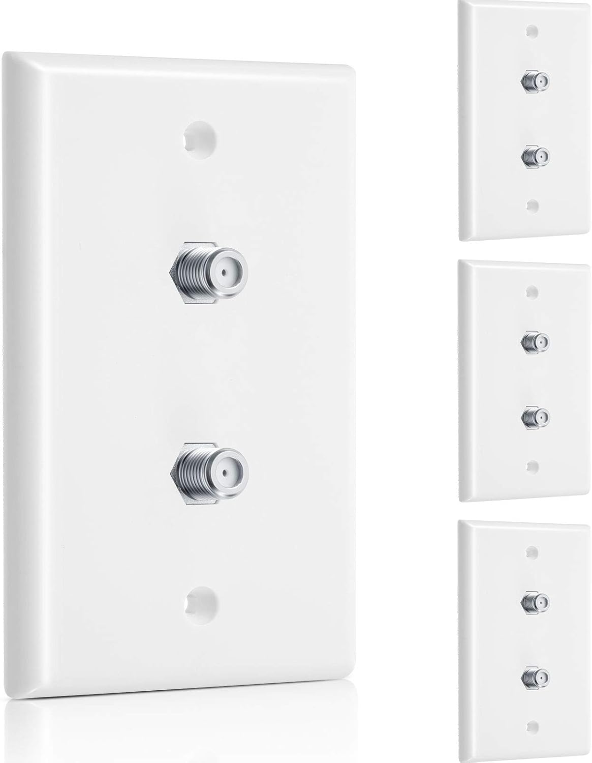 Weewooday 4 Pieces 2Port TV Cable Wall Plate Coax Wall