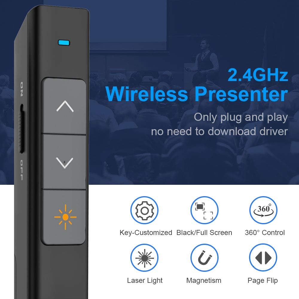 KNORVAY N26 Presentation Clicker 300FT Wireless Presenter Remote PowerPoint Clicker Presentation Remote, 2.4GHz USB Presentation Pointer Presenter PPT Clicker for Mac, Keynote, Laptop, Google Slides : Home Audio & Theater