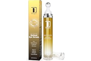 DONGYU Retinol Eye Serum 360° Roller: Retinol Eye Cream with Massage Ball - Caffeine and Yeast Under Eye Roller Serum - Anti Aging Eye Cream for Dark Circles Puffiness Bags- Reduce Wrinkles Fine Lines