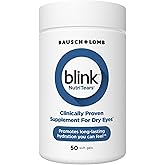 Blink NutriTears Clinically Proven Supplement for Dry Eyes, Eye Care with Lutein & Zeaxanthin and Vitamin D to Hydrate Eyes from Within for Long-Lasting Relief, 50 Softgels