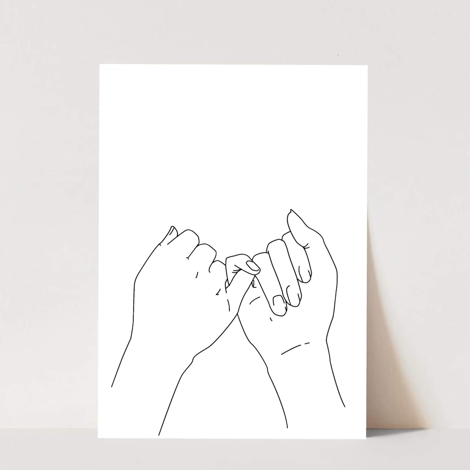 Pinky Promise Line Art Minimal Print, Unframed